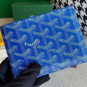 Authentic Goyard Victorie Bifold Wallet in Sky Blue Goyardine With Box-Like New